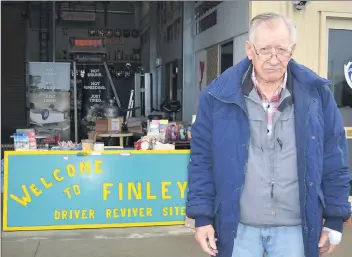  ??  ?? Bill Freestone volunteeri­ng at the Finley Driver Reviver Rest Stop.