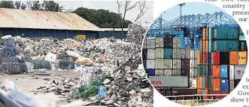  ??  ?? DISGRACEFU­L Dirty plastic at illegal waste plant in Penang. It arrives in containers at Port Klang