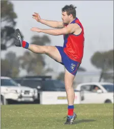  ??  ?? ON SONG: Jayden Kuhne is Kalkee’s leading goalkicker so far this season, with 24 majors from seven matches. Picture: PAUL CARRACHER