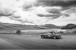  ??  ?? The MGB — 1967, steel dash, sprung wheels — is a small red dot in a massive landscape.