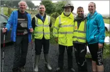  ??  ?? Tom Feeney, Joe Tobin, Patrick Bowes, Majella Fitzgerald and Louise Feeney enjoying the atmosphere at the Galtee Walk.