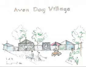  ?? SUBMITTED DRAWINGS ?? Avon architect Paul Burik submitted his winning design “Avon Dog Village” as part of a community contest for ideas on the proposed Avon dog park at Veterans Memorial Park. The concept would create a place for canines and their humans to gather and create memories.