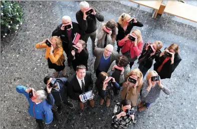 ?? Photo by Domnick Walsh ?? Dr Joe Walsh, Head Of School of STEM at IT Tralee, gives teachers from four primary schools in north Kerry a virtual tour during the launch of the new virtual reality teaching pilot project at Institute of Technology Tralee.
