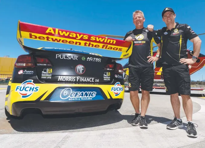  ??  ?? One-car team owner Charlie Schwerkolt and driver Lee Holdsworth think their bad luck is now behind them and they are chasing a top-10 finish in the Supercars championsh­ip.