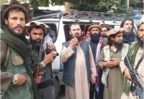  ??  ?? The man with his face circled is Fasihuddin Hafizullah, known as Qari Fasihuddin, a Tajik Taliban, who has been named the commander of the Taliban forces to capture Panjshir.