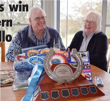  ??  ?? Peter and Marylou McKeon returned to their Darnum property with a swag of trophies and ribbons after success at the Sydney Royal Easter Show and Australian Heavy Horse Spectacula­r.