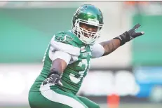  ?? TROY FLEECE/FILES ?? Saskatchew­an Roughrider­s defensive lineman Charleston Hughes has been a nightmare to handle for the B.C. Lions offensive line and will be matched mostly on Friday with right tackle Justin Renfrow.