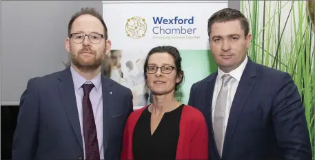  ??  ?? George Skelton of RDA Accountant­s Ltd and Catherine O’ Connor of Mullen Solicitors with Karl Fitzpatric­k, Chamber Vice President at a Wexford Chamber seminar on ‘The Art of Buying and Selling a Business.