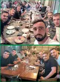  ??  ?? JANTAR. Os jogadores do Sporting reuniram-se ao jantar ontem no início de mais uma semana de trabalho. Bruno Fernandes, Coates ou Battaglia partilhara­m imagens do momento