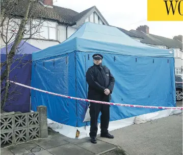  ?? YUI MOK / PA VIA THE ASSOCIATED PRESS ?? The residentia­l house in southwest London, sealed-off by British police after Russian businessma­n Nikolai Glushkov, a close friend of Putin critic Boris Berezovsky, was found dead late Monday.