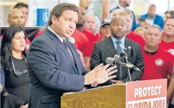  ?? CHRIS O’MEARA/AP ?? Florida Gov. Ron DeSantis, a Republican, has been a chief critic of virus rules during the pandemic.