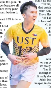  ?? ?? PHOTOGRAPH COURTESY OF UAAP JOSH Ybañez vows to lead University of Santo Tomas to the title in Season 86 of the UAAP men’s volleyball tournament.