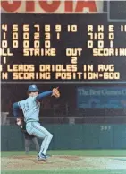  ?? JOE GIZA/ASSOCIATED PRESS ?? Milwaukee Brewers pitcher Juan Nieves throws toward home plate en route to pitching a no-hitter against the Baltimore Orioles in Baltimore on April 15, 1987.