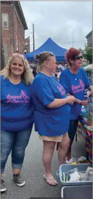  ??  ?? Leanne Moyer of Barto, left, founded Leanne’s Life Changing Fairies. Crystal McCoy, center, formerly homeless living in a shelter in Pottstown, was helped by the Fairy Group in her time of need. Now, Crystal volunteers with the group and serves at secretary.