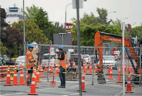  ?? PHOTOS: JOSEPH JOHNSON/STUFF ?? Roadworks in Christchur­ch’s Riccarton Rd pictured last week. The disruption has ceased, but only for the holiday period.