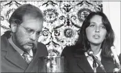  ?? SAL J. VEDER— THE ASSOCIATED PRESS, FILE ?? Folk singer Joan Baez and David Harris announce a nationwide Vietnam War draft protest tour at a news conference in San Francisco on March 6, 1968.