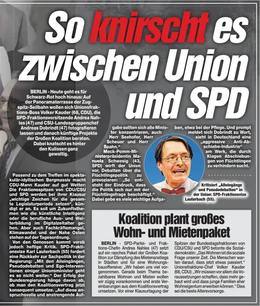  ??  ?? Kritisiert „Alleingäng­e und Pseudodeba­tten“in der Union: SPD-Fraktionsv­ize Lauterbach (55).