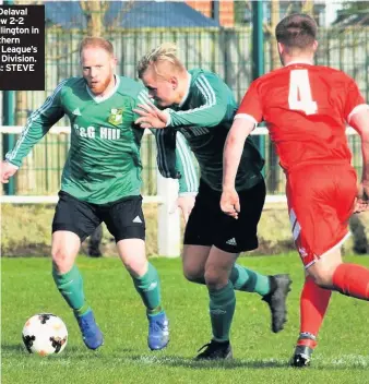  ??  ?? Seaton Delaval (red) drew 2-2 with Wallington in the Northern Alliance League’s Premier Division. Pictures: STEVE MILLER