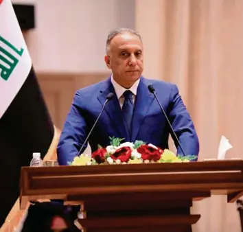  ?? Foto: Iraqi Parliament Media Office, dpa ?? Mit dem 53-jährigen al-Kasimi übernimmt ein Ex-Geheimdien­stchef die Regierung.