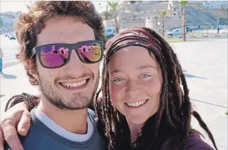  ?? THE CANADIAN PRESS ?? Luca Tacchetto and Edith Blais are seen in this undated photo from Facebook. They have not been heard from since Dec. 15 when they arrived in Burkina Faso following a road trip that began in Italy.