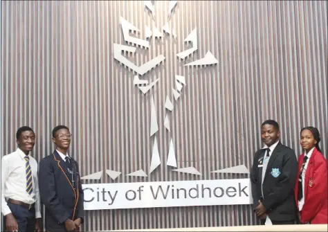  ?? Photo: Paheja Siririka ?? Future leaders… Secretary of the junior council Petrus Shiyave, treasurer Berhane Wheeler, junior mayor of the City of Windhoek Lesley Shetukana and deputy junior mayor Ngeje Kavita.