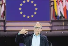  ?? VIRGINIA MAYO THE ASSOCIATED PRESS ?? Creator of the World Wide Web Sir Tim Berners-Lee speaks during a data privacy conference at the European Parliament in Brussels.