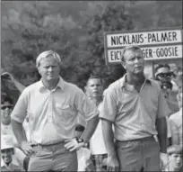  ?? THE ASSOCIATED PRESS FILE PHOTO ?? This 1970 file photo shows Jack Nicklaus, left, and Arnold Palmer, at the National Four Ball Championsh­ips in Ligonier, Pa.