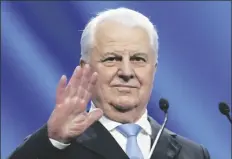  ?? EFREM LUKATSKY/AP ?? FORMER UKRAINIAN PRESIDENT LEONID KRAVCHUK addresses to supporters of former Ukrainian Prime Minister Yulia Tymoshenko during a campaign rally in Kyiv, Ukraine, Jan. 22, 2019.