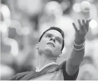  ?? MATTHEW STOCKMAN / GETTY IMAGES FILE ?? Canada’s Milos Raonic overpowere­d Thiemo de Bakker of the Netherland­s in straight sets in the opening singles match of their Davis Cup tie in Toronto on Friday.