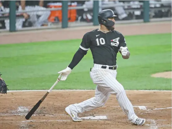  ?? JONATHAN DANIEL/GETTY IMAGES ?? Yoan Moncada had an RBI single and went 1-for-3 against the Cubs on Monday at Guaranteed Rate Field. He also made several good plays at third base.