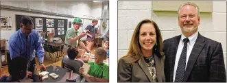  ??  ?? Members of the Northmont Rotary worked with “Man Club” students at Englewood Elementary to build bird feeders. Principal Joe Johnston surrounds the students with positive role models. Teresa Dillon, pictured with her husband, Craig, has been named an...