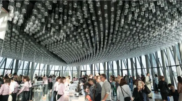  ??  ?? Each adult admission to La Cité du Vin includes a glass of wine at the Belvedere bar on the eighth floor.