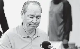  ?? Jeff Roberson / Associated Press ?? At Thursday’s news conference before spring training in West Palm Beach, Fla., Astros owner Jim Crane said, “We’re apologizin­g because we broke the rules.”