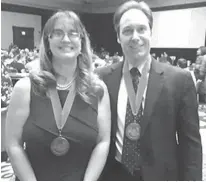  ?? Submitted photo ?? Texarkana College’s Dr. Tonja Mackey and Marc-André Bougie were recently recognized at the 2017 NISOD Excellence Awards Banquet at the Internatio­nal Conference on Teaching and Leadership Excellence held in Austin.