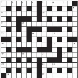  ?? PRIZES of £20 will be awarded to the senders of the first three correct solutions checked. Solutions to: Daily Mail Prize Crossword No. 15,279, PO BOX 3451, Norwich, NR7 7NR. Entries may be submitted by second-class post. Envelopes must be postmarked no l ?? SOLUTION TO PRIZE CROSSWORD No 15,276: ACROSS: 6 Unrecognis­able. 9 Poodle. 10 Exit poll. 11 Factotum. 13 Instil. 15 Impost. 17 Medico. 19 Sparta. 20 Blowhole. 22 Alfresco. 24 Facade. 26 Stinging nettle. DOWN: 1 Automatic pilot. 2 Arid. 3 Accept. 4...