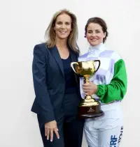  ??  ?? Clockwise from
above left: Director Griffiths with jockey Michelle Payne; Teresa Palmer (playing Michelle) and Stevie Payne (playing himself) enjoyed their scenes together; Paddy Payne (played by Sam Neill) was protective of his youngest daughter, Michelle; Stevie Payne was his sister, Michelle’s strapper.