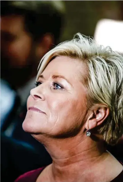  ?? FOTO: STEIN BJØRGE ?? Finansmini­ster Siv Jensen venter seg mindre rom for nye satsinger på statsbudsj­ettet i årene fremover.