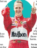  ??  ?? Pre-ban: Ferrari ace Michael Schumacher and tobacco sponsor