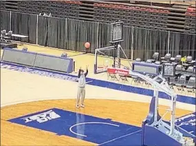  ?? David Borges / Hearst Connecticu­t Media ?? UConn's Andre Jackson gets in some extra shooting long after struggling through the Huskies' 69-57 win over Hartford on Friday night.