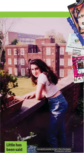  ?? Photograph­er unknown ?? A young Amy outside her Nan’s flat in Southgate.