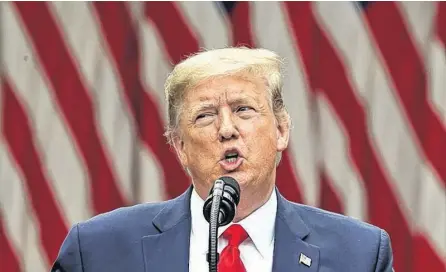  ?? JONATHAN ERNST REUTERS ?? U.S. President Donald Trump makes an announceme­nt about U.S. trade relations with China and Hong Kong in the Rose Garden of the White House in Washington on May 29.