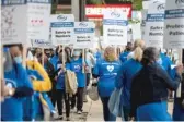  ?? PAT NABONG/SUN-TIMES FILE PHOTO ?? The Illinois Nurses Associatio­n marches outside University of Illinois Hospital on Saturday, the first day of the strike.