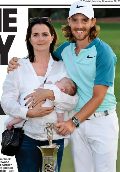 ?? GETTY ?? Triumphant: Fleetwood with partner Clare and son Franklin