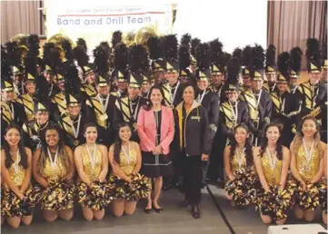  ?? File photo ?? Rep. Nanette Barragán and San Pedro High School band leader Darnella Davidson with the Golden Pirate Regiment.