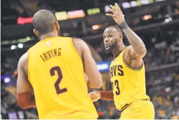  ?? KEN BLAZE, USA TODAY SPORTS ?? LeBron James, right, and Kyrie Irving have combined for 58.2 points per game in the playoffs.