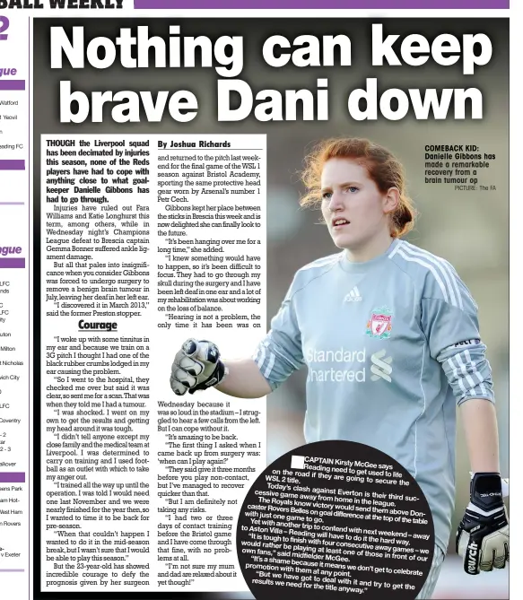  ?? PICTURE: The FA ?? COMEBACK KID: Danielle Gibbons has made a remarkable recovery from a brain tumour op