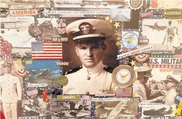  ?? STEPHEN HUDAK/ORLANDO SENTINEL ?? A collage chronicles the career of retired U.S. Navy Capt. Richard “Robbie” Roberts, a pioneering naval aviator, who will mark his 107th birthday Saturday. He is the oldest living naval helicopter pilot.