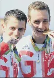  ??  ?? GOLD STANDARD: Jonny and Alistair Brownlee with their medals after they took Olympic triathlon gold and silver.