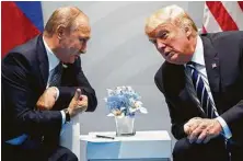  ?? Evan Vucci / Associated Press ?? The author says Donald Trump admires Vladimir Putin, known to bend the constituti­on to stay in office until 2036 if he wants.