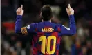  ??  ?? Lionel Messi is top of the Spanish scoring charts despite a difficult season at Barça. Photograph: Albert Gea/Reuters